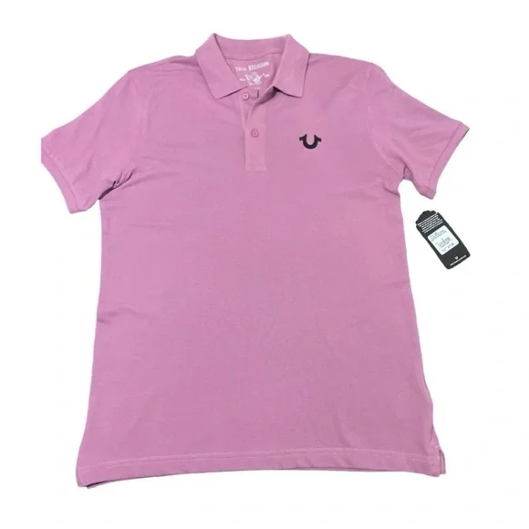 NWT True Religion Men's Designer Cotton Logo Polo MAUVE ORCH